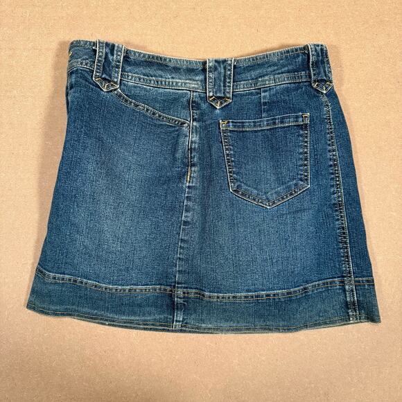 Y2K Stretch Denim Jean Skirt Skort Mini Mid Rise Blue St Johns Bay Size 4 - Picture 2 of 7